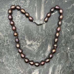 Dark Chocolate Brown Teardrop Potato Freshwater Pearls
