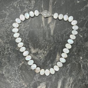 Oval Cross Drilled White Freshwater Coin Pearls