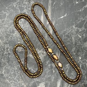 Chocolate Brown Necklace of 4mm Corn Shaped Freshwater Pearls