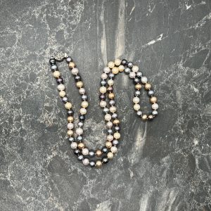 Gold, Pink, Gray and Peacock Pearls